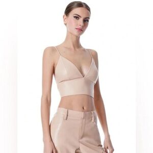 Alice + Olivia Carli Vegan Leather Bra Top